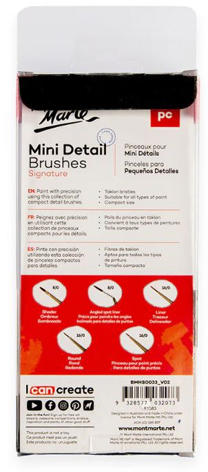 Minidetailpinsel set Mont Marte 5 Stück, (Nr. 0033) – Bild 2