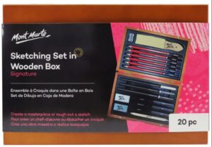 Mont Marte Skizzen-Set, Nr. 0024, 20 Stück, Holzbox