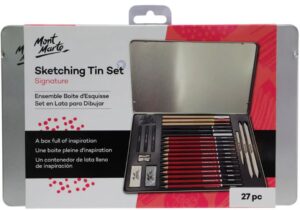 Mont Marte Kreativset zum Skizzieren, Nr. 0031, 27 Teile, Metallbox