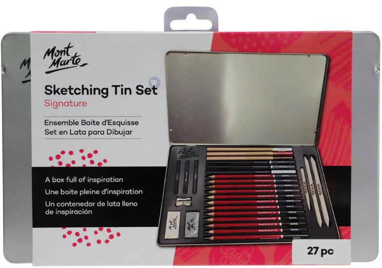 Mont Marte Kreativset zum Skizzieren, Nr. 0031, 27 Teile, Metallbox