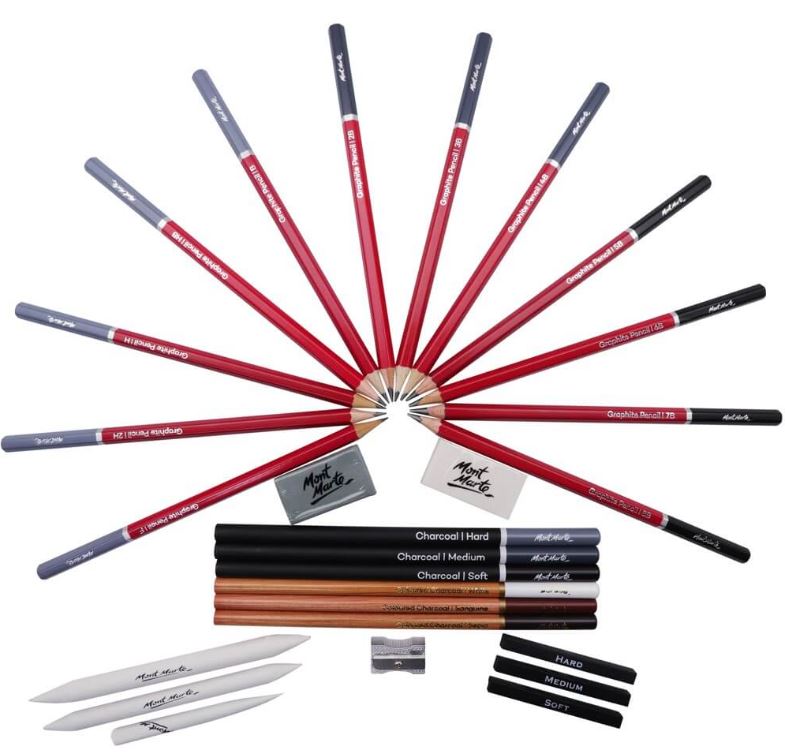 Mont Marte Kreativset zum Skizzieren, Nr. 0031, 27 Teile, Metallbox – Bild 5