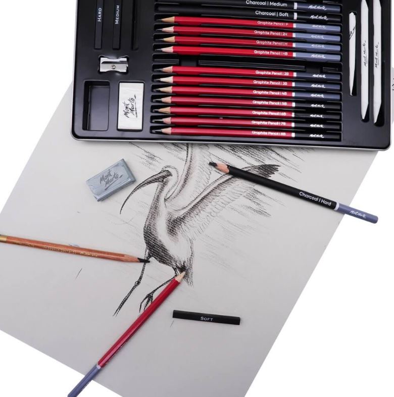 Mont Marte Kreativset zum Skizzieren, Nr. 0031, 27 Teile, Metallbox – Bild 3