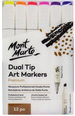 Mont Marte Set mit doppelseitigen Alkohol-Kunststiften, Nr. 0022, 12 Stück, PP-Verpackung