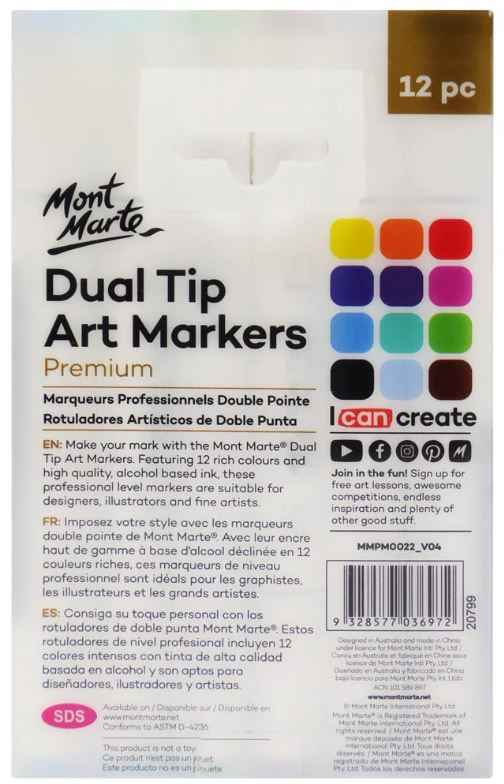 Mont Marte Set mit doppelseitigen Alkohol-Kunststiften, Nr. 0022, 12 Stück, PP-Verpackung – Bild 4